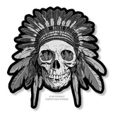 4Pcs - Indian Chief Skull Flames Laptop Bumper Auto Vinyl Sticker Decals 3.75" - OwnTheAvenue