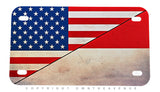 USA Indonesia Flag Rustic Style Motorcycle License Plate - OwnTheAvenue