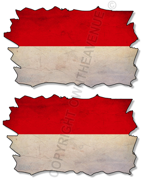 2Pcs Indonesia Vintage Style Distressed V01 Flags Vinyl Sticker Decals 3