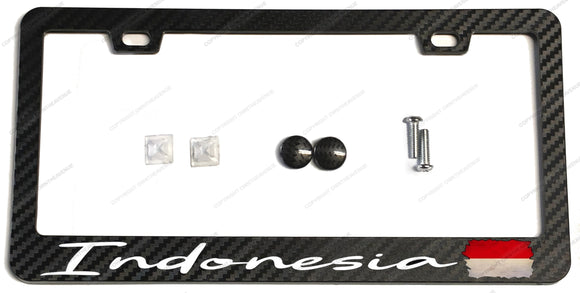 Indonesia Vintage Style Flag Racing Drifting Carbon Fiber License Plate Frame - OwnTheAvenue