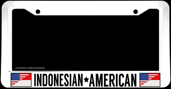 Indonesian American Country Flags White License Plate Frame - OwnTheAvenue