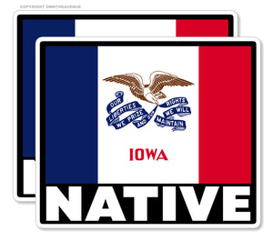 x2 Iowa IA Flag Vinyl Sticker Pack Lot Native - 3.5" Inches Each
