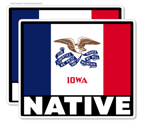 x2 Iowa IA Flag Vinyl Sticker Pack Lot Native - 3.5