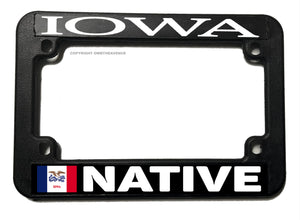 Iowa Native IA Flag Motorcycle License Plate Frame