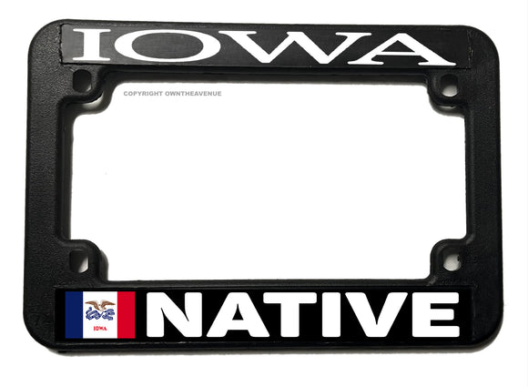 Iowa Native IA Flag Motorcycle License Plate Frame
