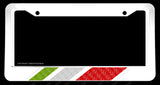 Italian Stripes Carbon Vinyl Racing Italy Euro White License Plate Frame - OwnTheAvenue