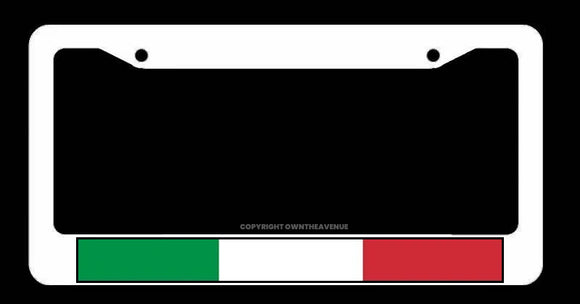 Italy Italian Flag Colors Stripe Racing Drifting Auto White License Plate Frame - OwnTheAvenue