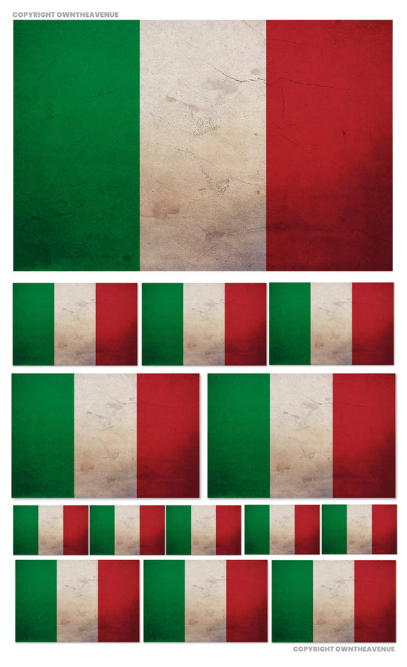 14Pcs Pack Lot Italy Italian Vintage Style Flags Assorted Sticker Decals - OwnTheAvenue