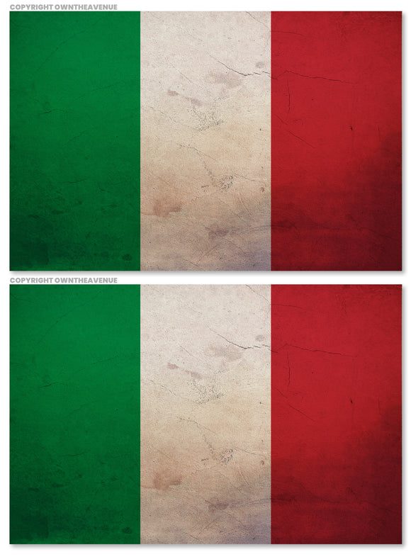 2Pcs Italy Italian Vintage Style Flags Sticker Decals 3.5