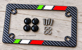 Italy Italian Flag Sport Racing Stripe Carbon Fiber Motorcycle License Plate Frame - OwnTheAvenue
