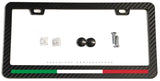 Italy Italian Flag Thin Style Sport Stripe Carbon Fiber License Plate Frame