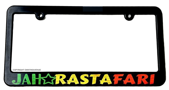Rasta Reggae JAH Lion of Judah One Love Rastafari Slim Funny License Plate Frame - OwnTheAvenue