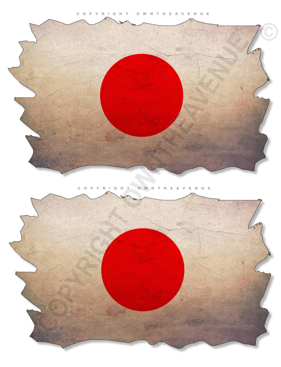 2Pcs Japan Japanese Vintage Style Distressed Flags Vinyl Sticker Decals 3