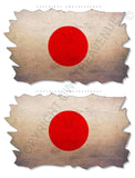 2Pcs Japan Japanese Vintage Style Distressed Flags Vinyl Sticker Decals 3"
