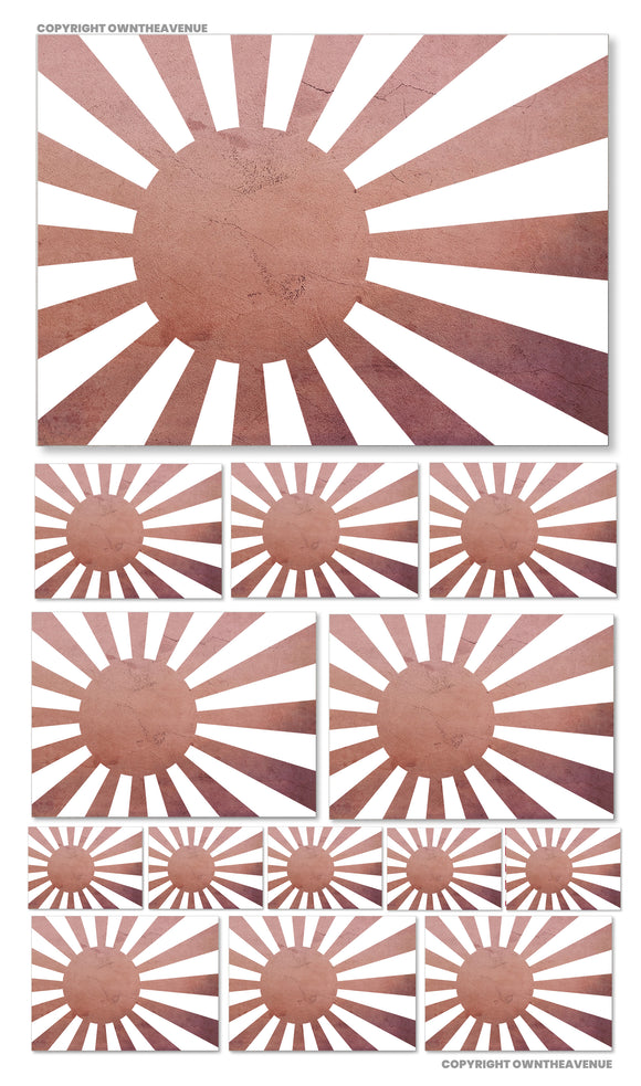 14Pcs Pack Lot Vintage Style Japan Japanese Rising Sun Flag Assorted Sticker Decals - OwnTheAvenue