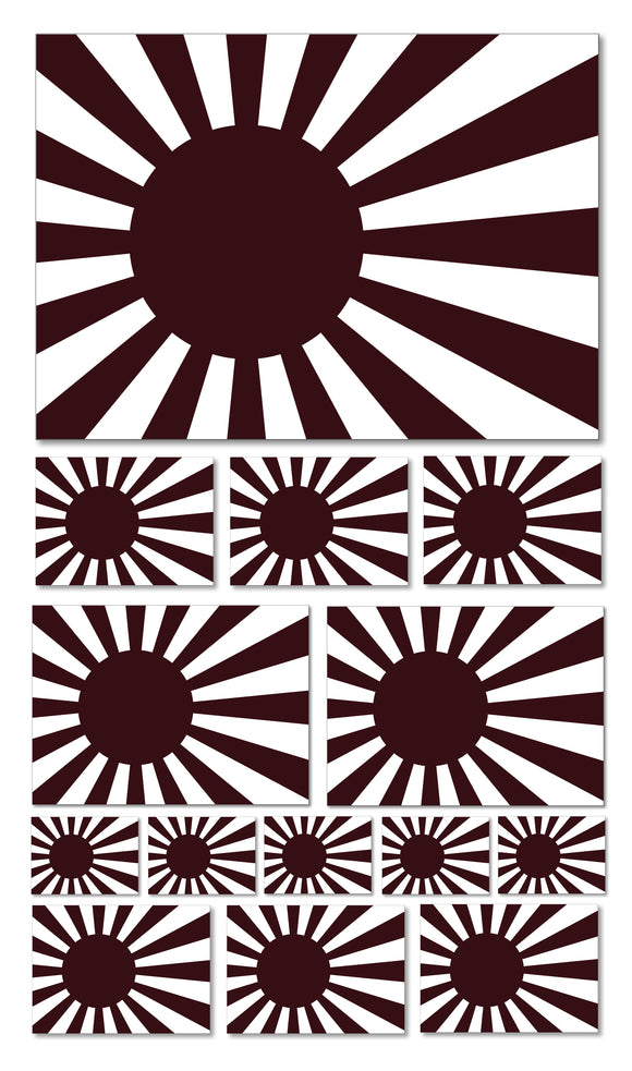 14Pcs Pack Lot Subdued Japan Japanese Rising Sun Flag Assorted Sticker Decals - OwnTheAvenue
