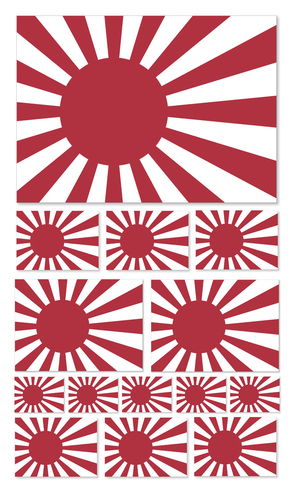 14Pcs Pack Lot Japan Japanese Rising Sun Flag Assorted Sticker Decals - OwnTheAvenue