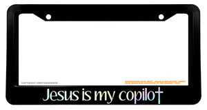 Christian Jesus Copilot Oil Slick Holographic License Plate Frame