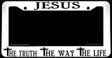 Jesus The Truth The Way The Life Christian V01 White License Plate Frame - OwnTheAvenue