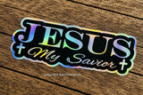 Jesus My Savior Christian Cross Christ Car Truck Holographic Vinyl Sticker Decal