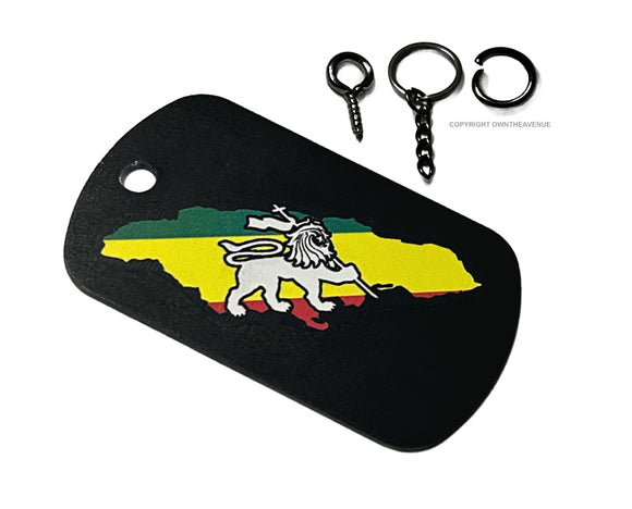 Judah Lion Rasta Rastafarian Jah Jamaica Rastafari Keychain Necklace Tag