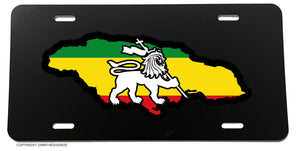 Judah Lion Jamaica Jamaican State Outline Rasta License Plate Cover - OwnTheAvenue