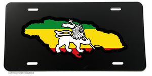 Judah Lion Jamaica Jamaican State Outline Rasta License Plate Cover