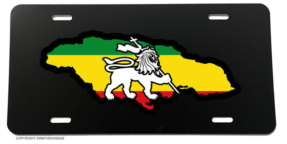 Judah Lion Jamaica Jamaican State Outline Rasta License Plate Cover - OwnTheAvenue