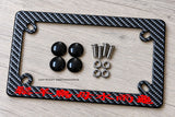 Japan Japanese Red Kanji Font Carbon Fiber Racing Motorcycle License Plate Frame - OwnTheAvenue