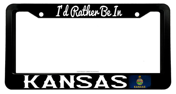 I'd Rather Be In Kansas Vintage Style V02 License Plate Frame