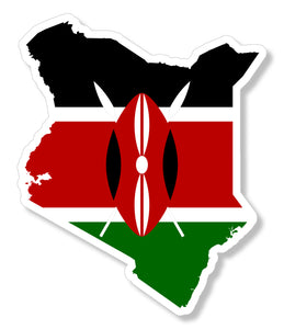 Kenya Kenyan Country Flag Map Car Truck Window Bumper Laptop Sticker Decal 3.75"