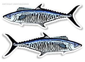 King Mackerel V2 Striped Fishing Fish RV Camping Car Truck Sticker Decal 4" - OwnTheAvenue
