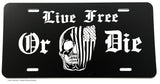 US Flag Live Free Or Die Skull Patriotic Car Tag License Plate - OwnTheAvenue