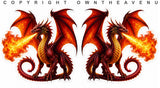 Left Right Set Dragon Flames Holographic Vinyl Sticker Decals 4"