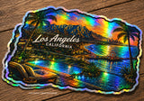 x2 Los Angeles California Souvenir Holographic Vinyl Sticker Decals 4"