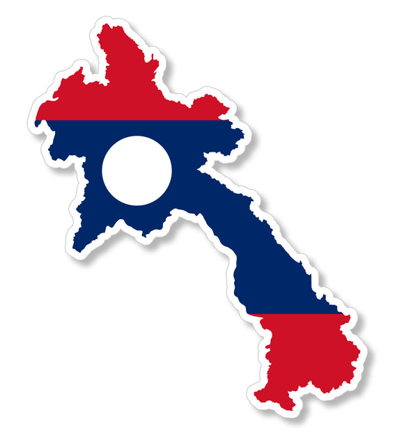 Laos Country Flag Map Truck Car Window Bumper Laptop Sticker Decal 4