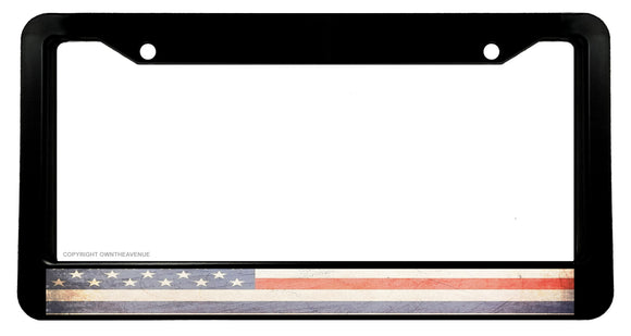 Support Police Blue Line Rugged Vintage USA Flag License Plate Frame - OwnTheAvenue