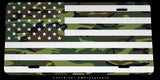USA American Flag Camo Style Auto Metal License Plate