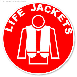 Car boat life jacket safety vinyl sticker decal circle 4"