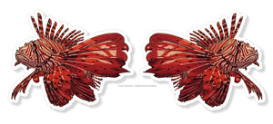 2 Pack - Lionfish Fishing Car Truck Bumper Laptop Vinyl Sticker Decals 3.5" Each - OwnTheAvenue