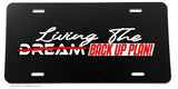 Living The Dream Back Up Plan JDM Funny Joke Drift Race License Plate Cover