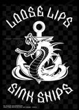 Nice Size - Loose Lips Sink Ships Tattoo Art Style Serpent Snake Vinyl Decal Sticker - OwnTheAvenue