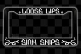 Loose Lips Sink Ships Serpent Snake Tattoo Art Style License Plate Frame - OwnTheAvenue