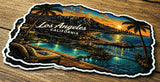 x2 Los Angeles California Souvenir Palm Trees Mountains Sticker Decals 4"