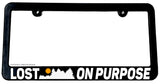 Lost On Purpose Hiking Camping Slim Black License Plate Frame - OwnTheAvenue