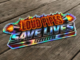 x2 Loud Pipes Save Lives Funny Joke Exhaust JDM Race Holographic Sticker Decals