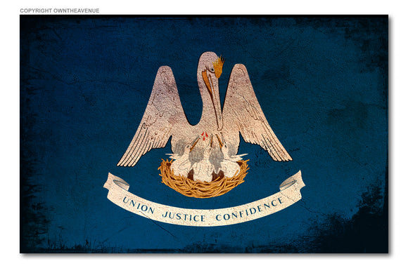 Louisiana Flag Vintage Tattered Rustic Style Vinyl Sticker Decal 3.25