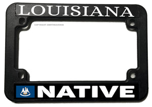 Louisiana Native Flag Motorcycle License Plate Frame