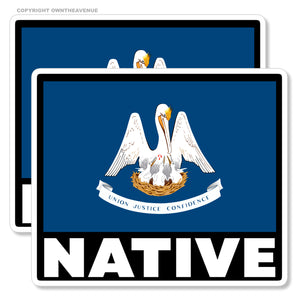 x2 Louisiana Flag Vinyl Sticker Pack Lot Native - 3.5" Inches Each