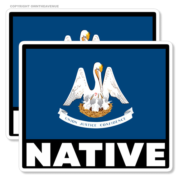 x2 Louisiana Flag Vinyl Sticker Pack Lot Native - 3.5
